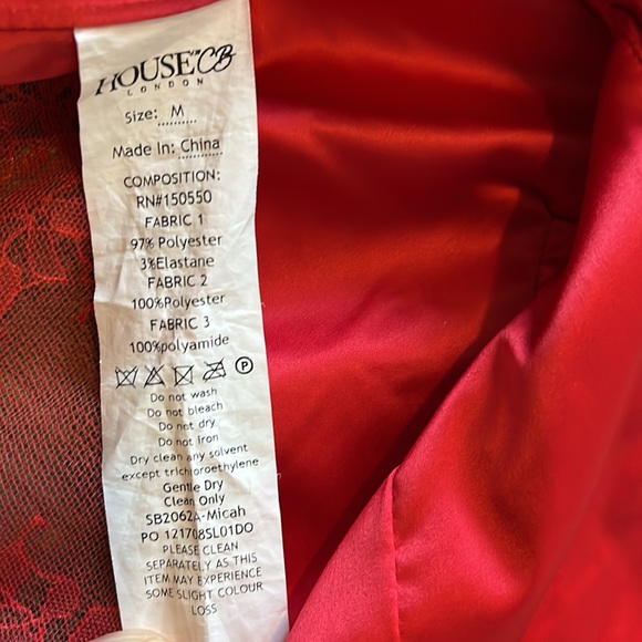 House of CB London Red Lace Satin Bustier Bodycon Dress Size Medium - Picture 13 of 16